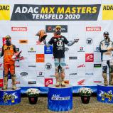 ADAC MX Masters 2020, Tensfeld, Meisterehrung v.l.n.r.: Tom Koch (Deutschland/KTM/KTM Sarholz Racing Team), Jordi Tixier (Frankreich/KTM/KTM/Sarholz Racing Team), Karlis Sabulis (Lettland/KTM/WZ-Racing KTM) beim ADAC MX Masters